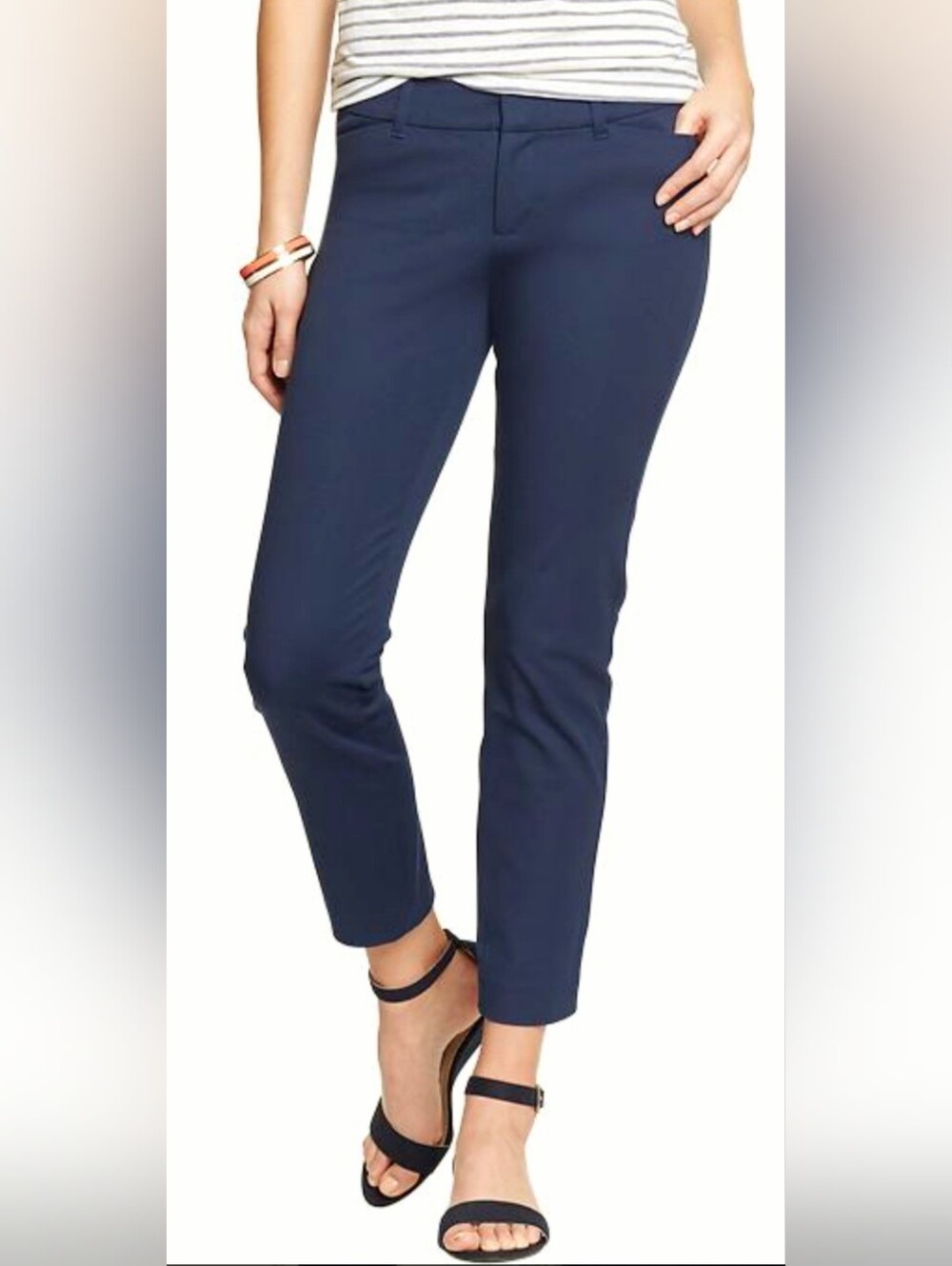 J. Crew Navy Slim Cropped Ankle Pants Stretch Cotton/Viscose Navy Blue 6R